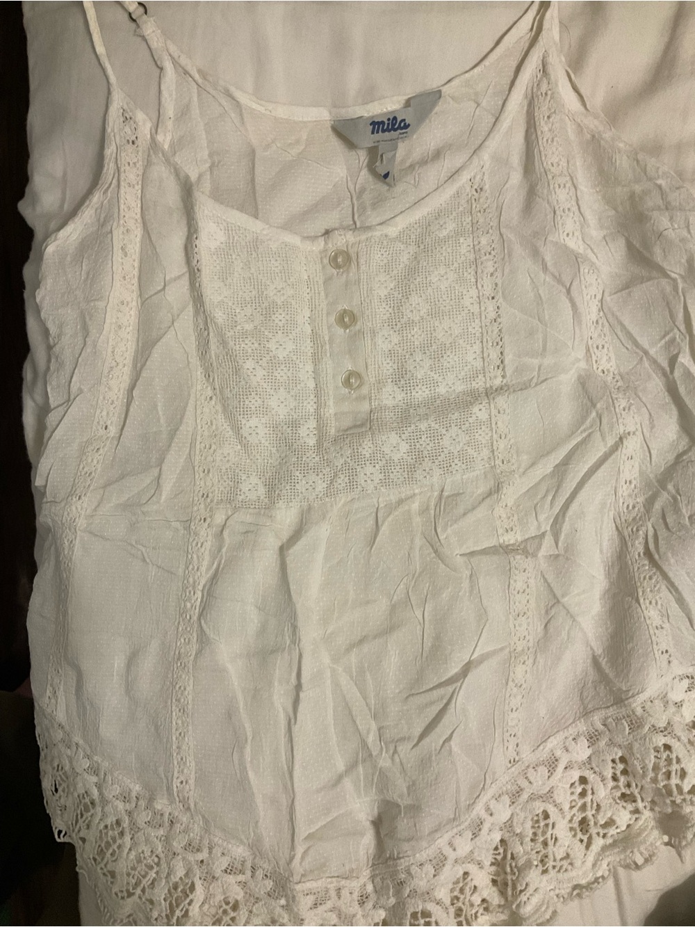 White Lace-Trim Women's Camisole Top - Picture 4 of 5